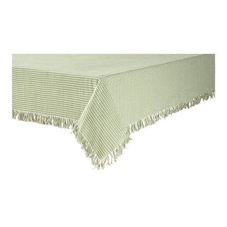 Lintex Linens Homespun Check 100% Cotton Woven Fringed Tablecloth 52"X70", Sage