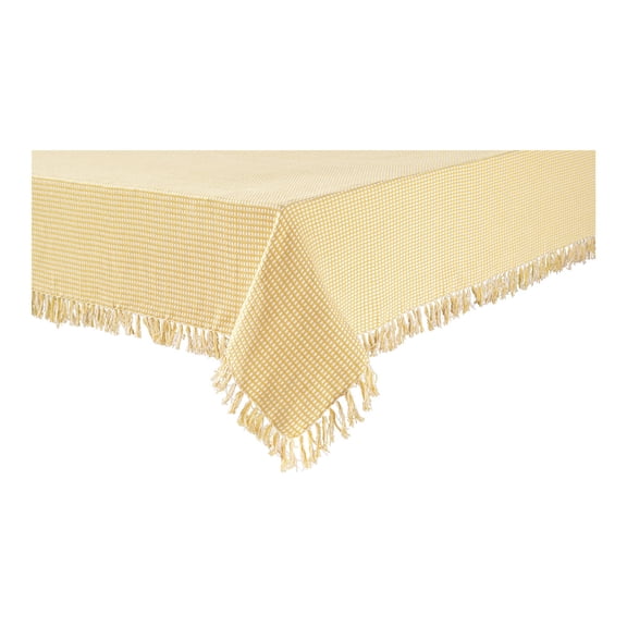 Lintex Linens Homespun Check 100% Cotton Woven Fringed Tablecloth 60"X120", Gold