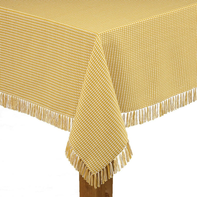 Homespun Fringed 60 in. x 84 in. Marine 100% Cotton Tablecloth Homespun Fringed 60 in. x 84 in. Marine 100% Cotton Tablecloth
