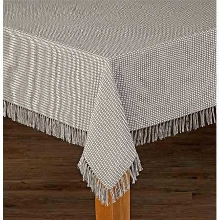 Lintex Linens Homespun Check 100% Cotton Woven Fringed Tablecloth 60"X84", Grey