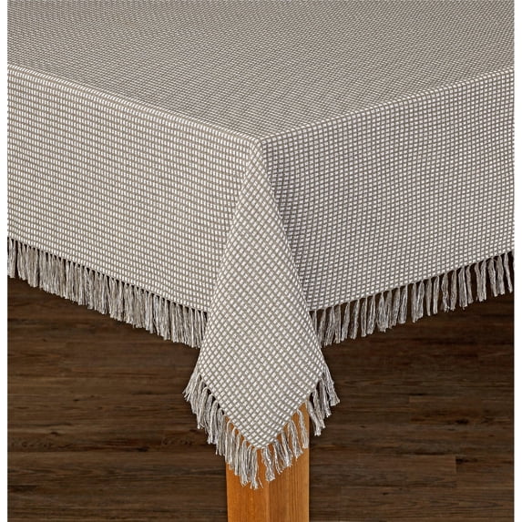 Lintex Linens Homespun Check 100% Cotton Woven Fringed Tablecloth 60"X84", Grey