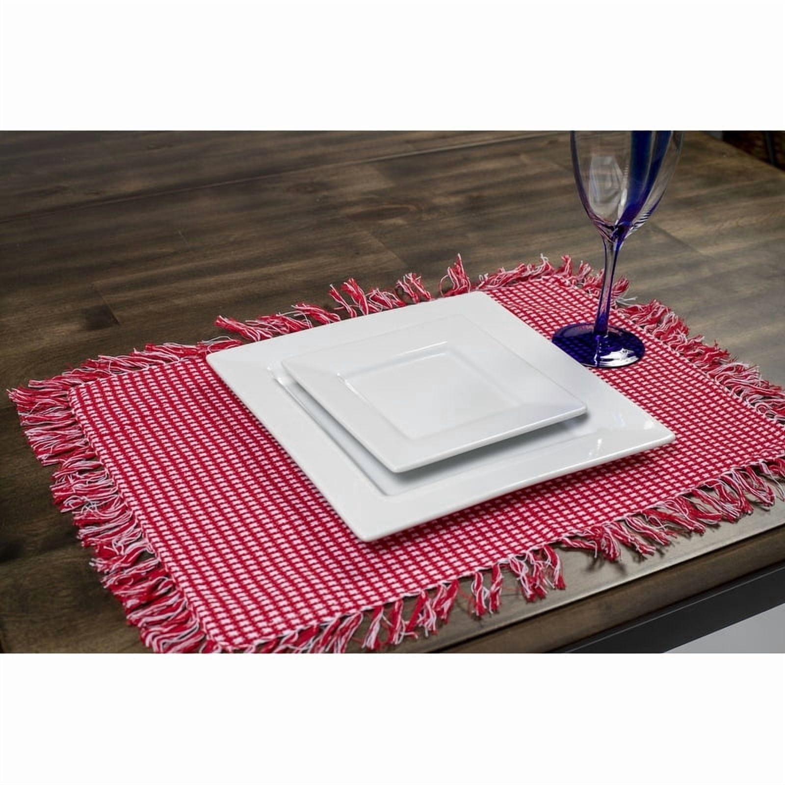 Lintex Linens Homespun Check Red 100% Cotton Placemat (Set of 4)
