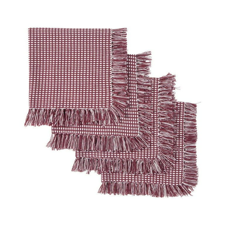 Homespun Fringed 18 in. x 18 in. Hunter Green 100% Cotton Napkins (4-Pack) Homespun Fringed 18 in. x 18 in. Hunter Green 100% Cotton Napkins (4-Pack)