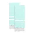 thumbnail image 1 of Linum Home Authentic Ella Soft Aqua Monogrammed Pestemal Fouta Turkish Cotton Hand/Kitchen Towel (Set of 2) Aqua, 1 of 4