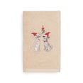 thumbnail image 1 of Linum Home Christmas Cat and Dog Embroidered Beige Turkish Cotton Hand Towel, 1 of 2