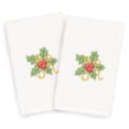 thumbnail image 1 of Linum Home Christmas Holly Embroidered White Turkish Cotton Hand Towels - Set of 2, 1 of 3