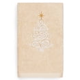 thumbnail image 1 of Linum Home Christmas Scroll Tree Party Embroidered Beige Turkish Cotton Hand Towel, 1 of 3