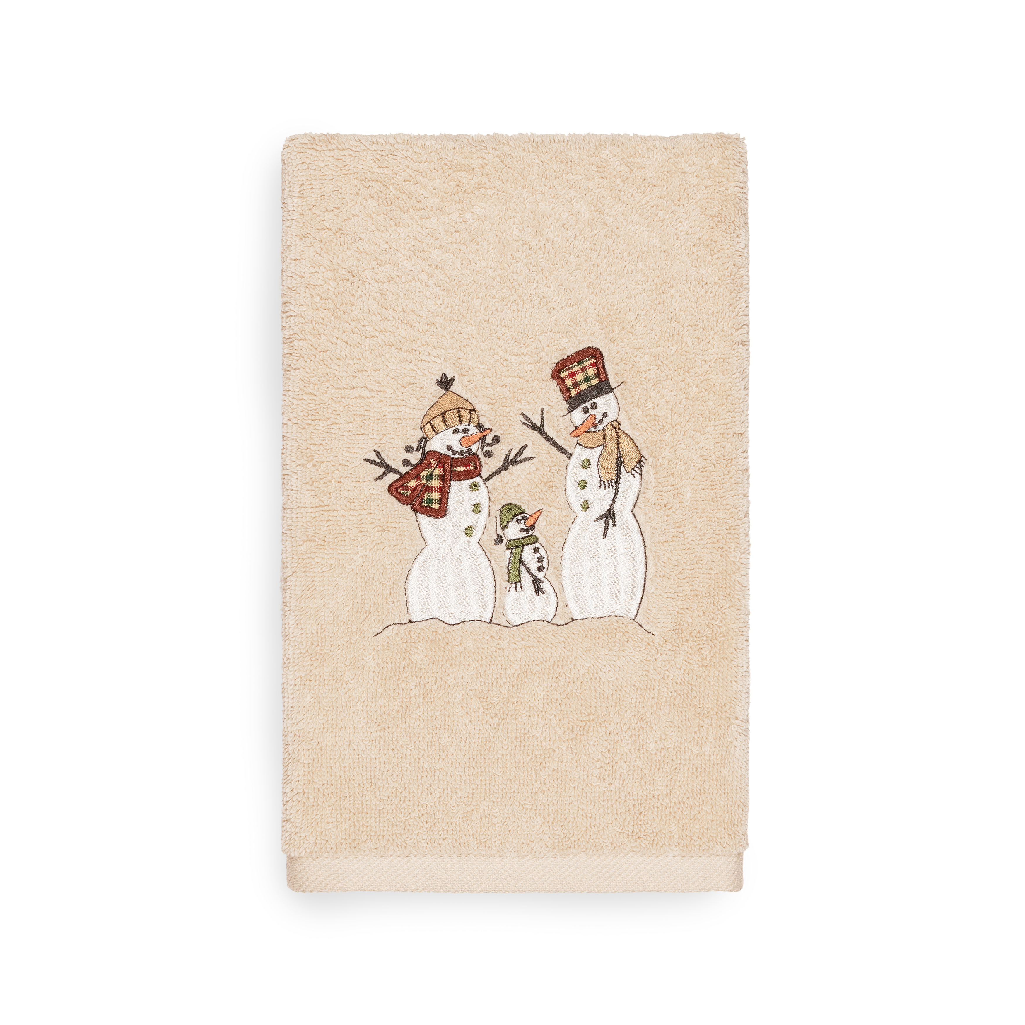 Linum Home Christmas Snow Family Embroidered Beige Turkish Cotton Hand Towel - image 1 of 3