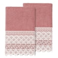 thumbnail image 1 of Linum Home Textiles 100% Turkish Cotton Aiden 2PC White Lace Embellished Hand Towel Set, 1 of 2