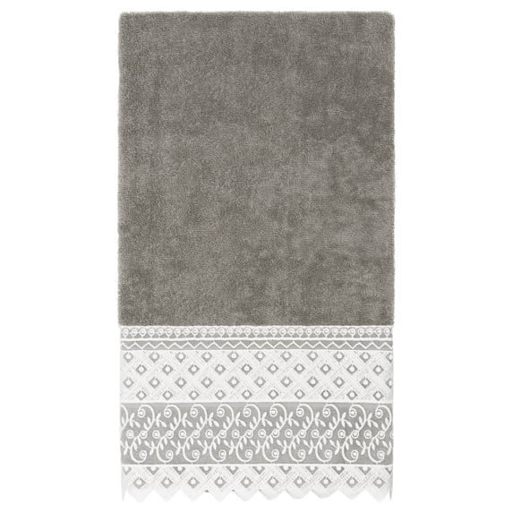Linum Home Textiles 100% Turkish Cotton Aiden White Lace Embellished Bath Towel