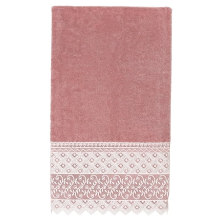Linum Home Textiles 100% Turkish Cotton Aiden White Lace Embellished Bath Towel