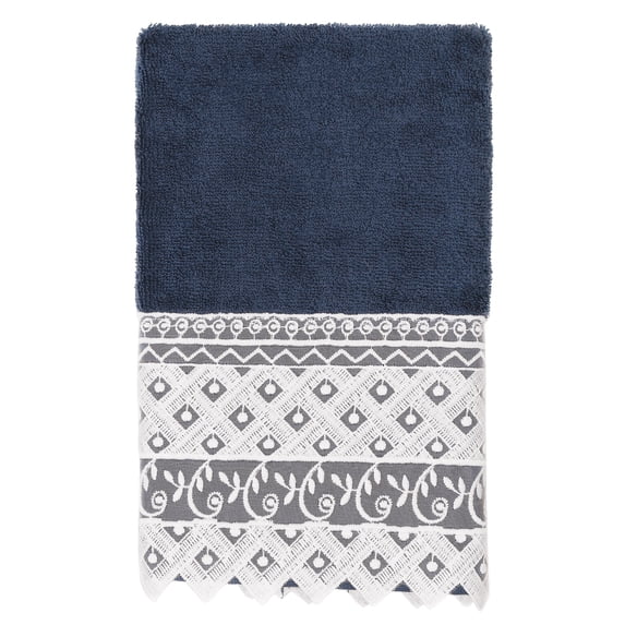 Linum Home Textiles 100% Turkish Cotton Aiden White Lace Embellished Hand Towel