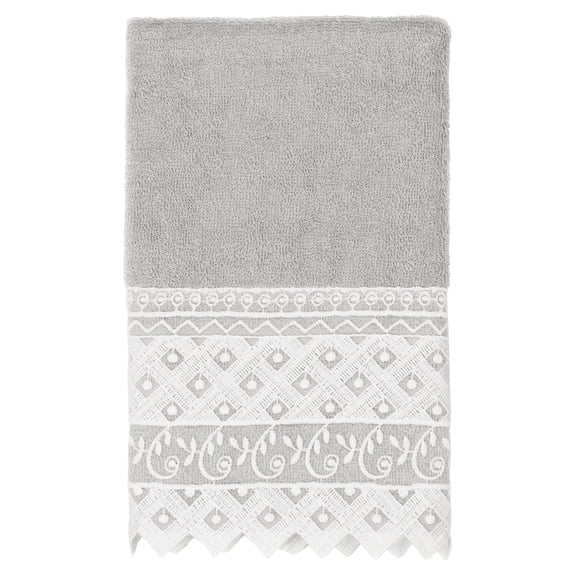 Linum Home Textiles 100% Turkish Cotton Aiden White Lace Embellished Hand Towel
