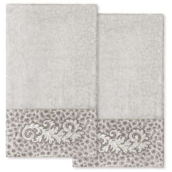 Linum Home Textiles 100% Turkish Cotton April 2PC Embellished Bath Towel Set