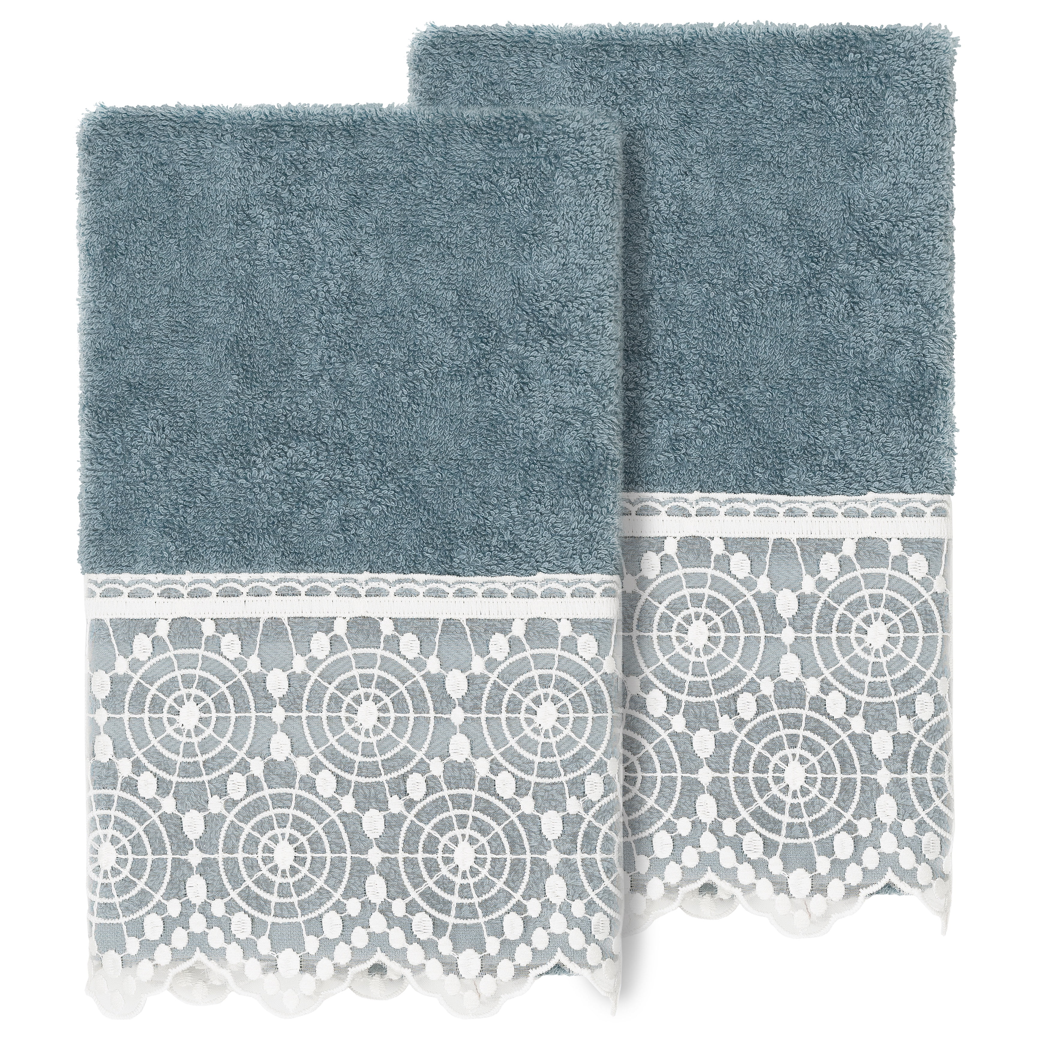 2pc Arian Cream Lace Embellished Hand Towels Light Gray - Linum Home  Textiles
