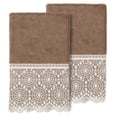 thumbnail image 1 of Linum Home Textiles 100% Turkish Cotton Arian 2PC Cream Lace Embellished Hand Towel Set, 1 of 2