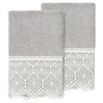 thumbnail image 1 of Linum Home Textiles 100% Turkish Cotton Arian 2PC Cream Lace Embellished Hand Towel Set, 1 of 2