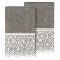 thumbnail image 1 of Linum Home Textiles 100% Turkish Cotton Arian 2PC Cream Lace Embellished Hand Towel Set, 1 of 2