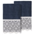 thumbnail image 1 of Linum Home Textiles 100% Turkish Cotton Arian 2PC Cream Lace Embellished Hand Towel Set, 1 of 2
