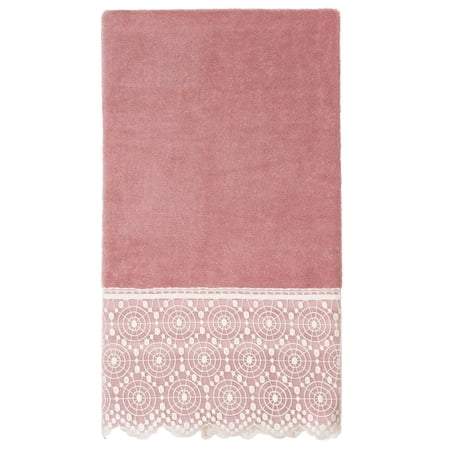 Linum Home Textiles 100% Turkish Cotton Arian Cream Lace Embellished Bath Towel