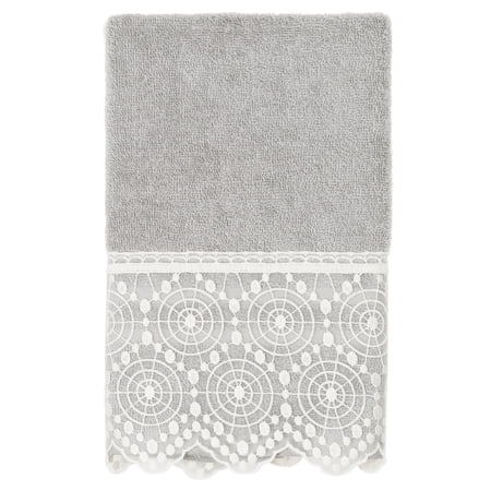 Linum Home Textiles 100% Turkish Cotton Arian Cream Lace Embellished Hand Towel