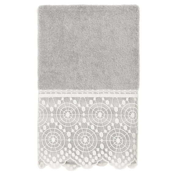 Linum Home Textiles 100% Turkish Cotton Arian Cream Lace Embellished Hand Towel
