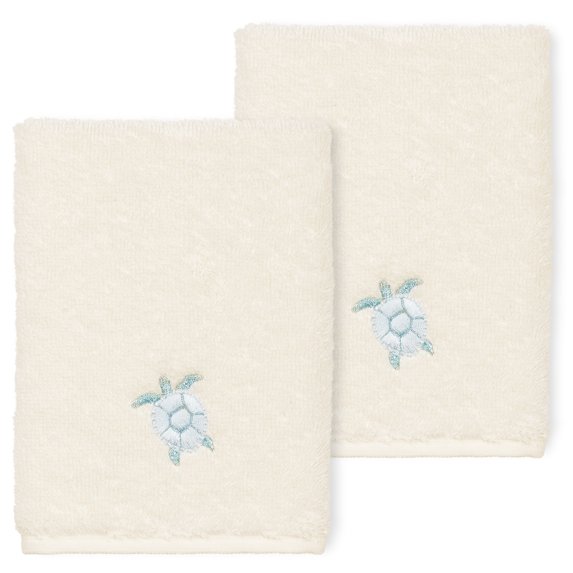 Linum Home Textiles 100% Turkish Cotton Ava 2PC Embellished Washcloth Set