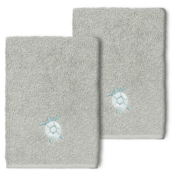 Linum Home Textiles 100% Turkish Cotton Ava 2PC Embellished Washcloth Set