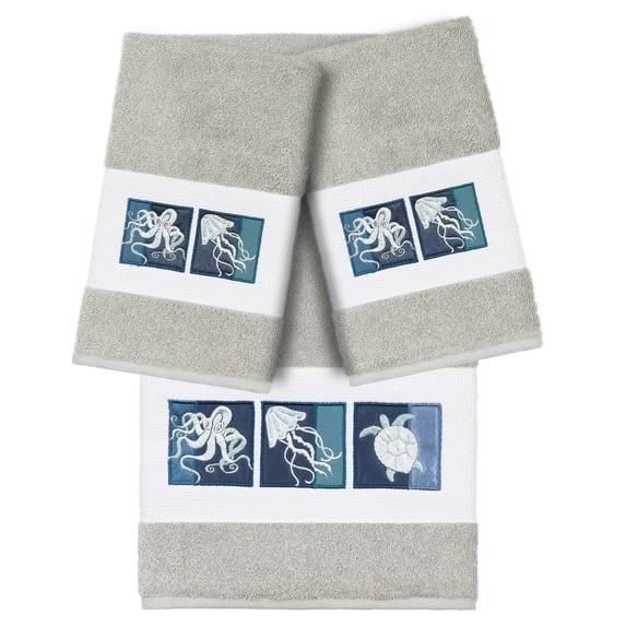 Linum Home Textiles 100% Turkish Cotton Ava 3PC Embellished Towel Set