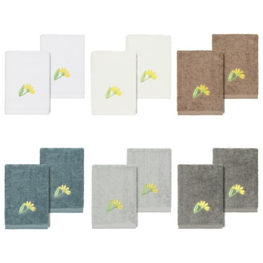 Linum Home Textiles 100% Turkish Cotton Daisy 2PC Embellished Washcloth Set