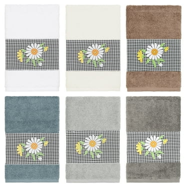 Linum Home Textiles 100% Turkish Cotton Daisy Embellished Hand Towel