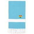 thumbnail image 1 of Authentic Hotel and Spa  100% Turkish Cotton Diamond Cheerful Rainbow Heart Pestemal Beach Towel Turquoise, 1 of 5