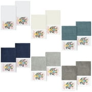 Linum Home Textiles 100% Turkish Cotton Feliz 2PC Embellished Hand Towel Set, Multi