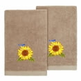 thumbnail image 1 of Linum Home Textiles 100% Turkish Cotton Girasol 2PC Embellished Fingertip Towel Set, Brown, 1 of 5