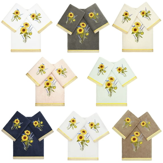 Linum Home Textiles 100% Turkish Cotton Girasol 3PC Embellished Towel Set, Multi