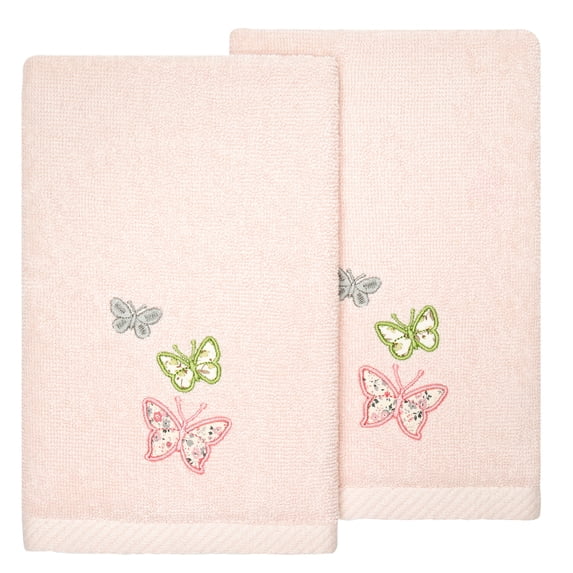 Linum Home Textiles 100% Turkish Cotton Mariposa 2PC Embellished Fingertip Towel Set