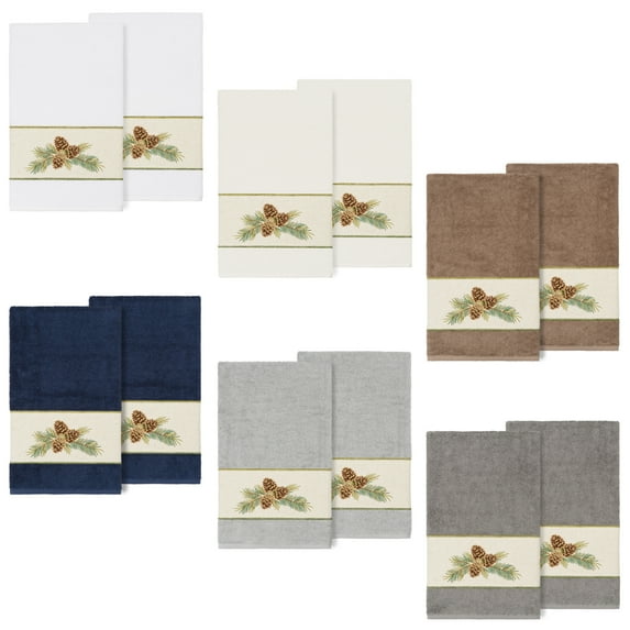 Linum Home Textiles 100% Turkish Cotton Pierre 2PC Embellished Bath Towel Set