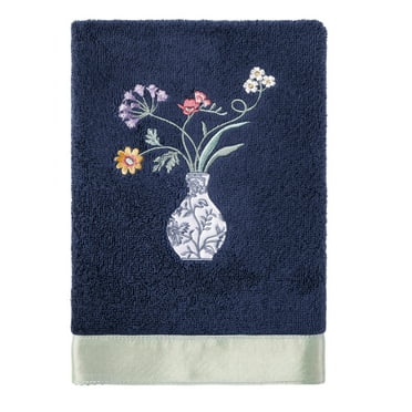 Linum Home Textiles 100% Turkish Cotton Stella 3PC Embellished Towel Set, Blue