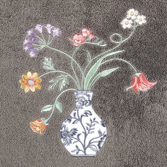 Linum Home Textiles 100% Turkish Cotton Stella 3PC Embellished Towel Set, Gray