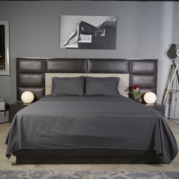 Linum Home Textiles 1800 TC Brushed Microfiber Sheet Set with 4 Line Embroidery