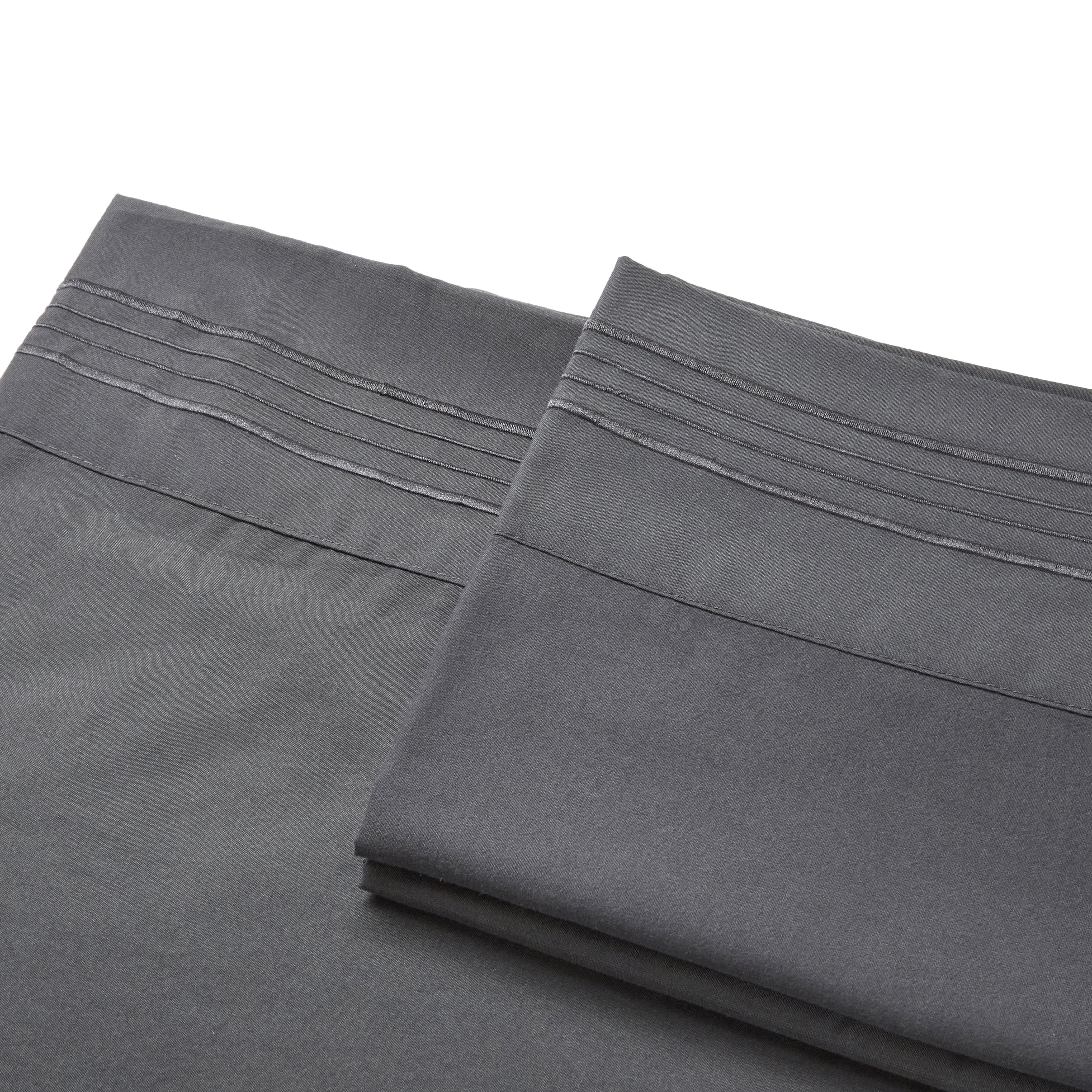 Linum Home Textiles 1800 TC Brushed Microfiber Standard Pillowcase (2PC Set) with 4 Line Embroidery