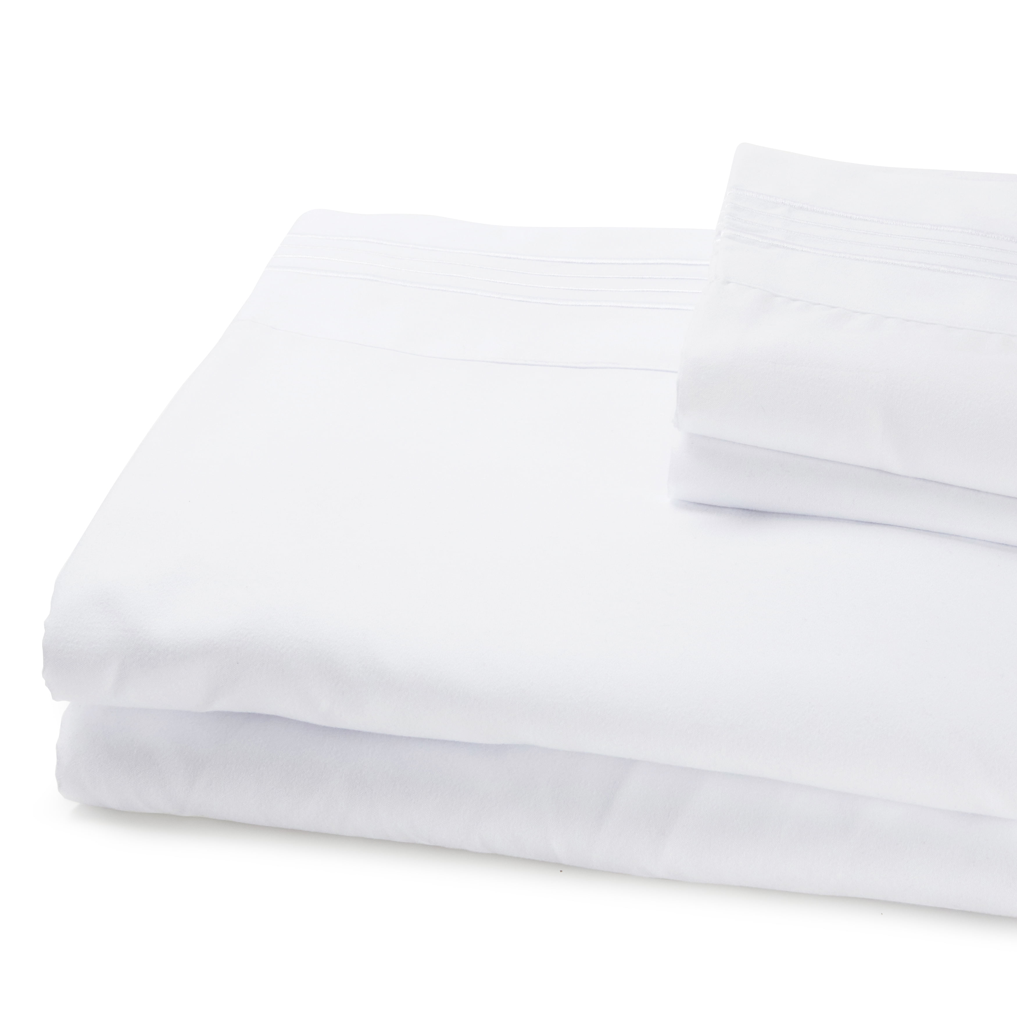 Linum Home Textiles 1800 TC Brushed Microfiber Standard Pillowcase (2PC Set) with 4 Line Embroidery