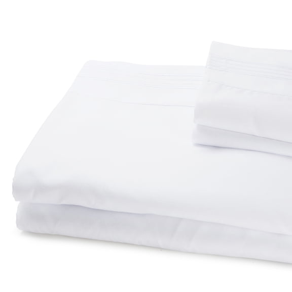 Linum Home Textiles 1800 TC Brushed Microfiber Standard Pillowcase (2PC Set) with 4 Line Embroidery