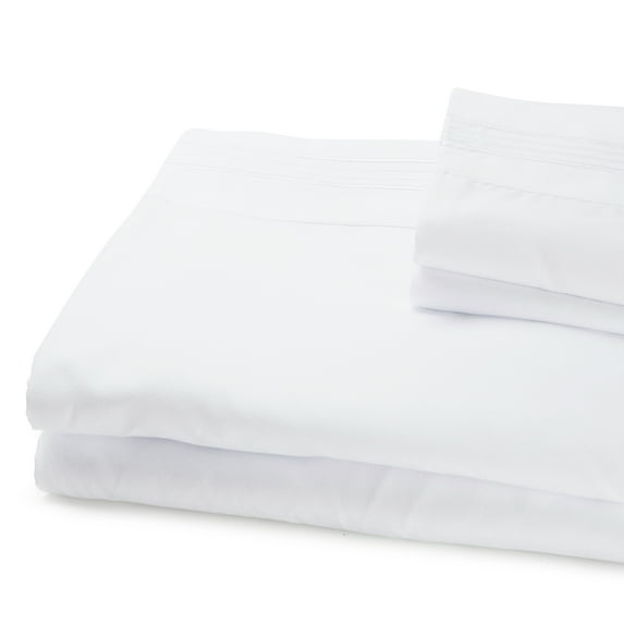 Linum Home Textiles 1800 TC Brushed Microfiber Standard Pillowcase (2PC Set) with 4 Line Embroidery