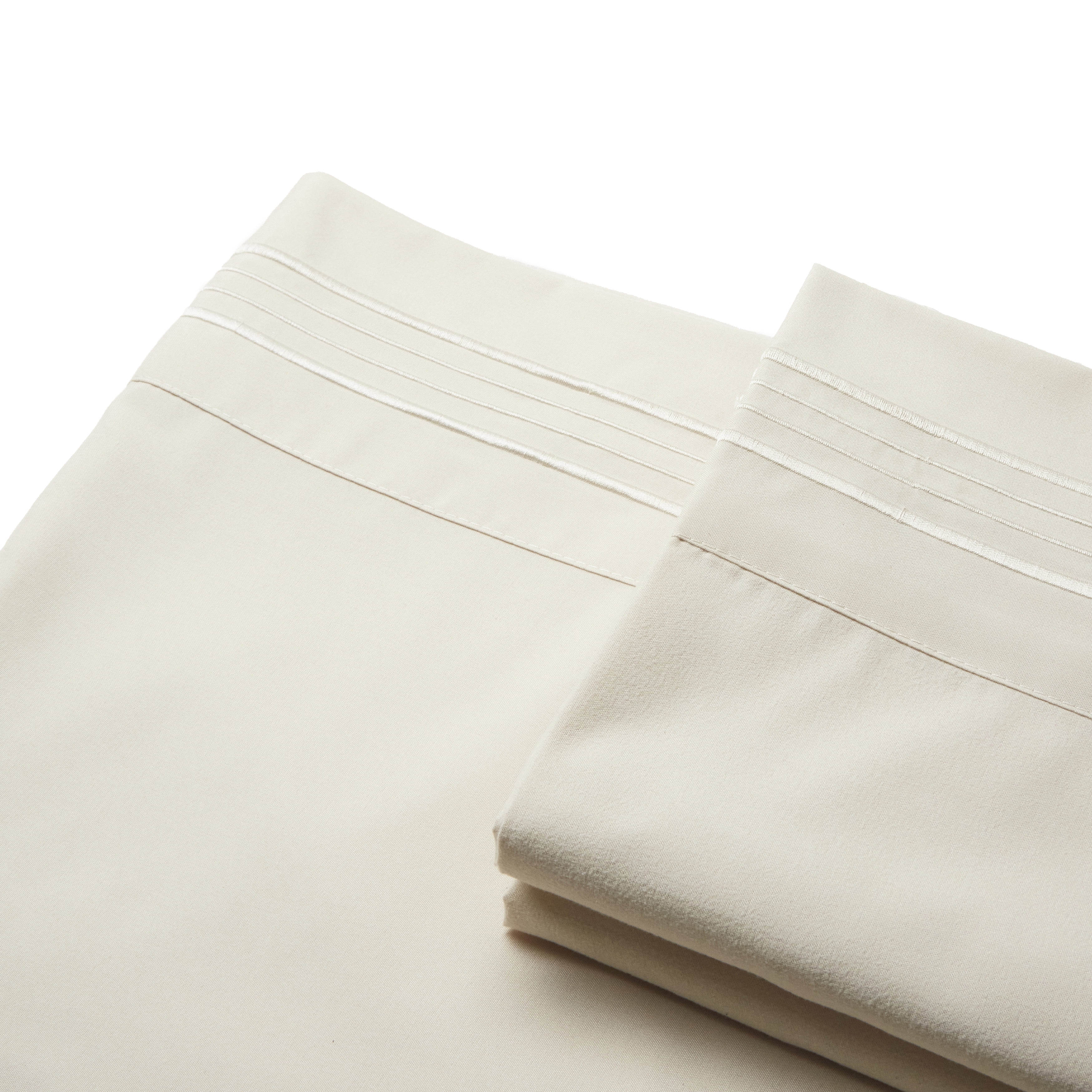 Linum Home Textiles 1800 TC Brushed Microfiber Standard Pillowcase (2PC Set) with 4 Line Embroidery