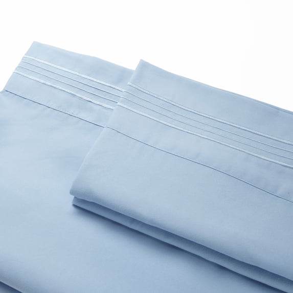 Linum Home Textiles 1800 TC Brushed Microfiber Standard Pillowcase (2PC Set) with 4 Line Embroidery