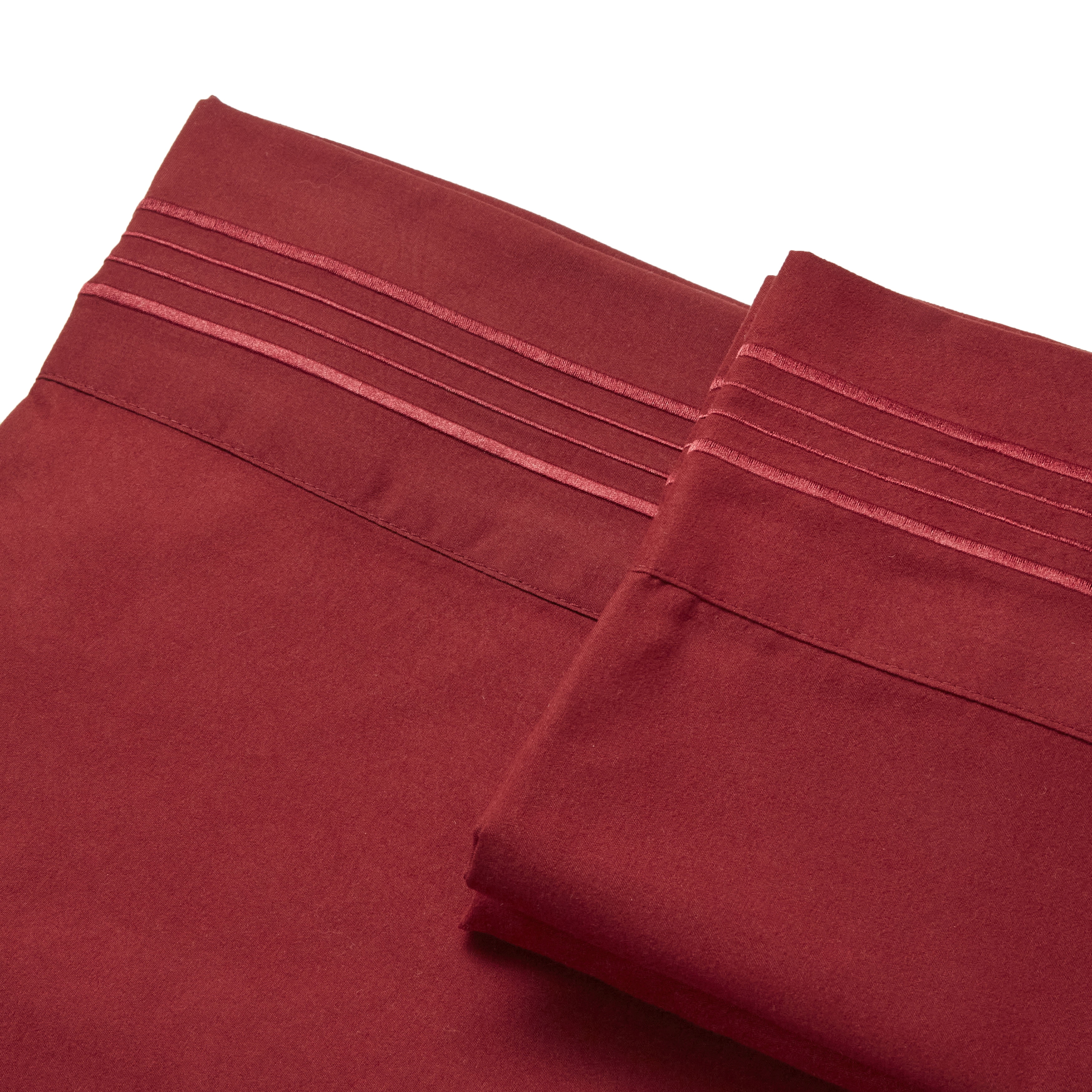 Linum Home Textiles 1800 TC Brushed Microfiber Standard Pillowcase (2PC Set) with 4 Line Embroidery
