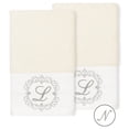 thumbnail image 1 of Linum Home Textiles 2-Piece Cotton Embellished Hand Towel Set, 16" x 30", off-White, 1 of 3