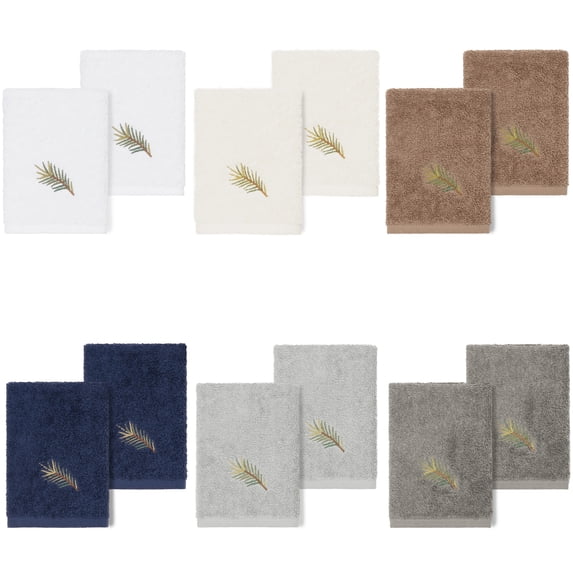Linum Home Textiles 2-Pieces Nature Turkish Cotton Washcloths, 13" x 13", Blue