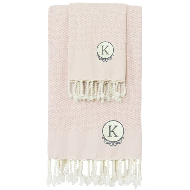 Linum Home Textiles 2 Pieces Turkish Cotton Beach/Hand Towels, 35" x 68", Pink